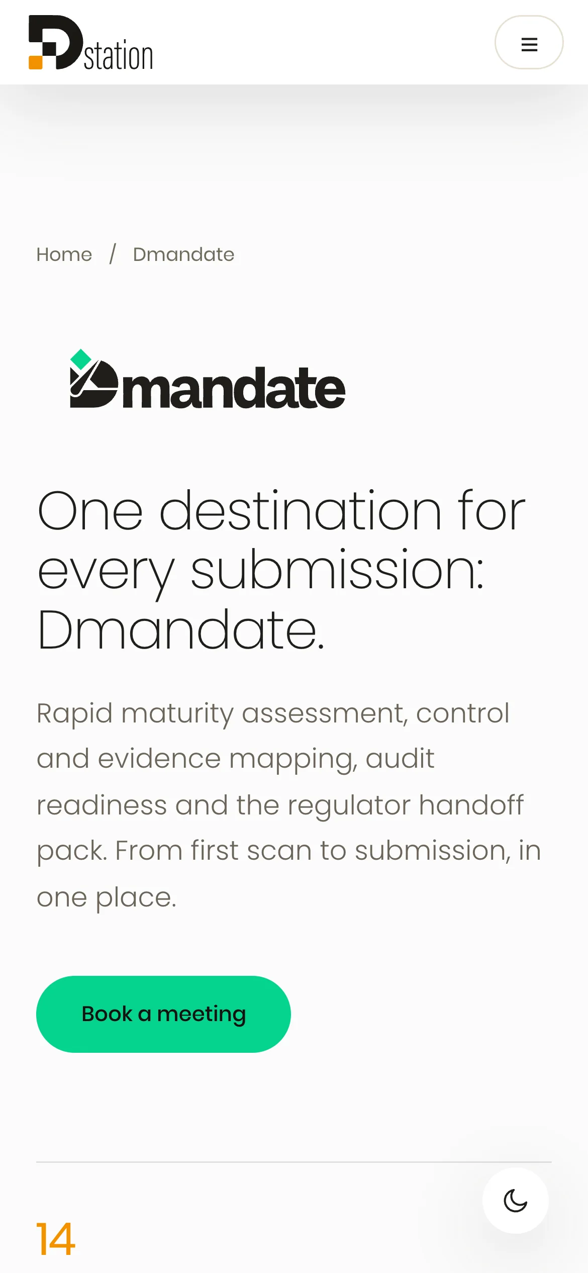 The Dmandate page on a phone