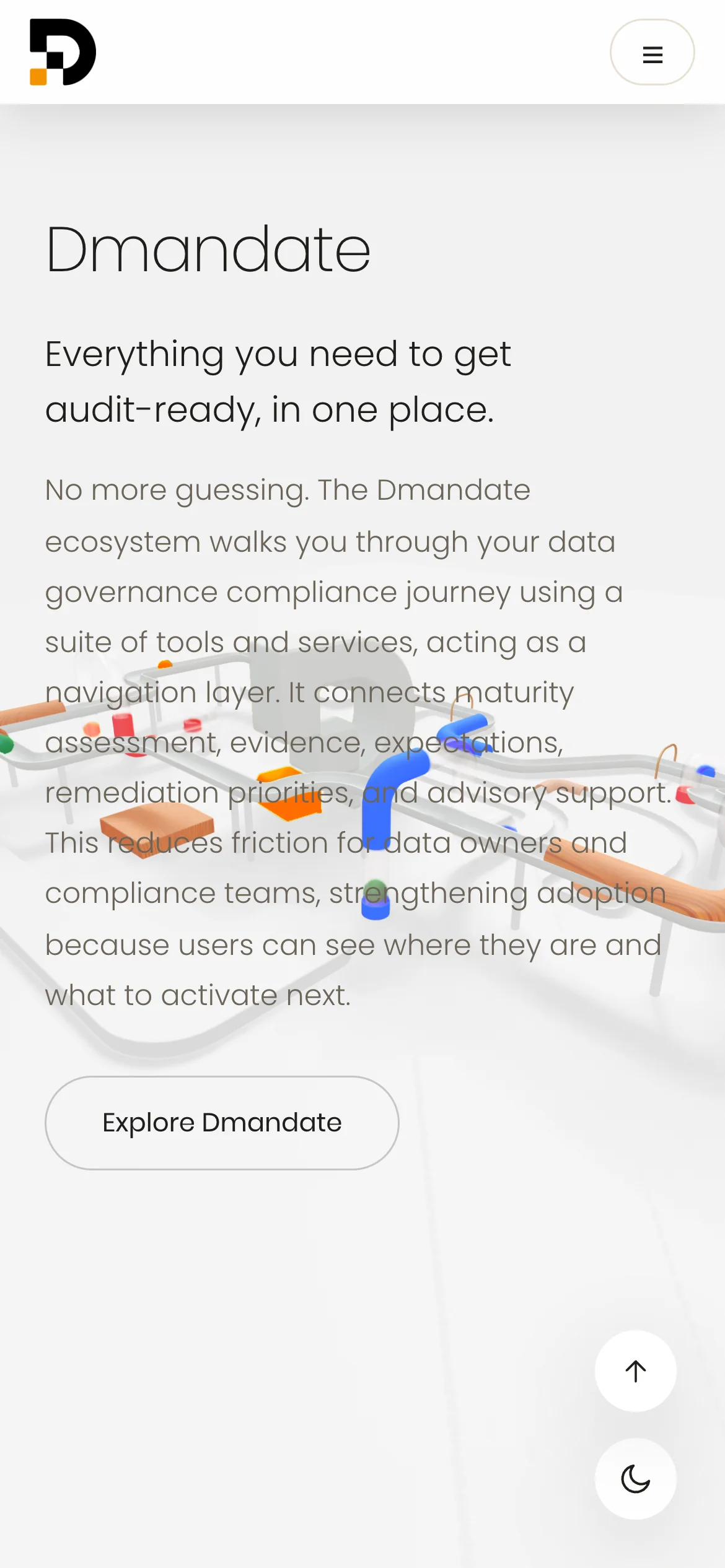 The Dmandate chapter of the homepage on a phone