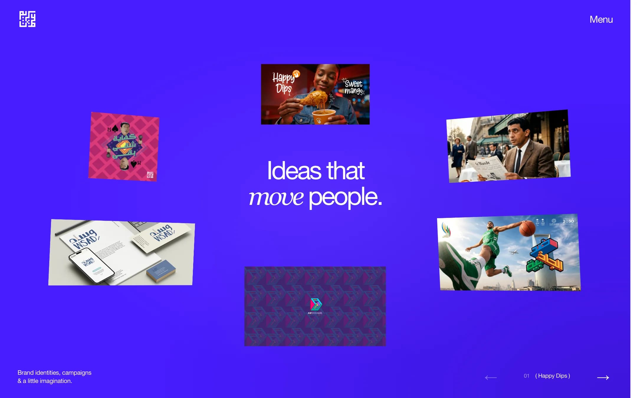 Selected projects drifting around the line Ideas that move people, on violet
