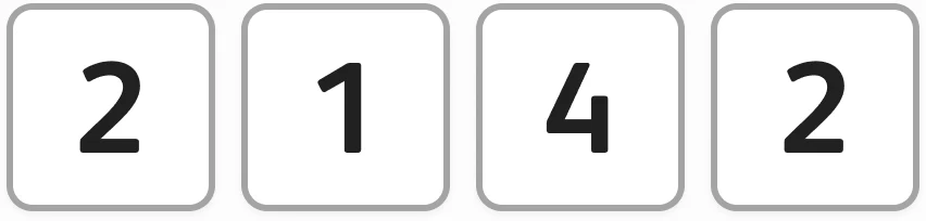 Four OTP boxes reading 2 1 4 2