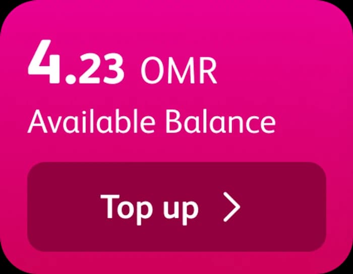 Hayyak card: 4.23 OMR available balance, Top up