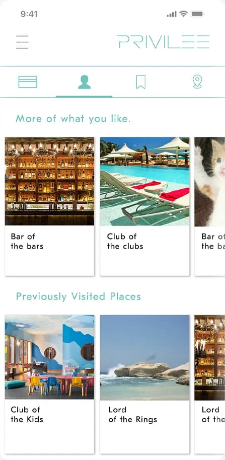 Personalized: More of what you like, then Previously Visited Places